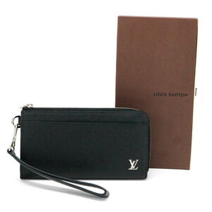Louis Vuitton Dragonne Taiga Long Wallet L Zip Strap Ardoise Bag Black